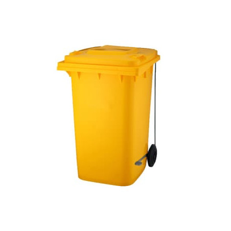 CONTENTOR 240L PC C RODAS E PEDAL AMARELO